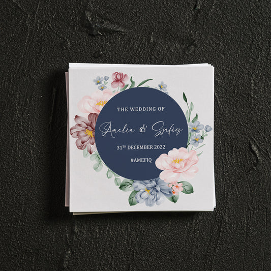 Display Tray Square Card (Blue Round with flowers)