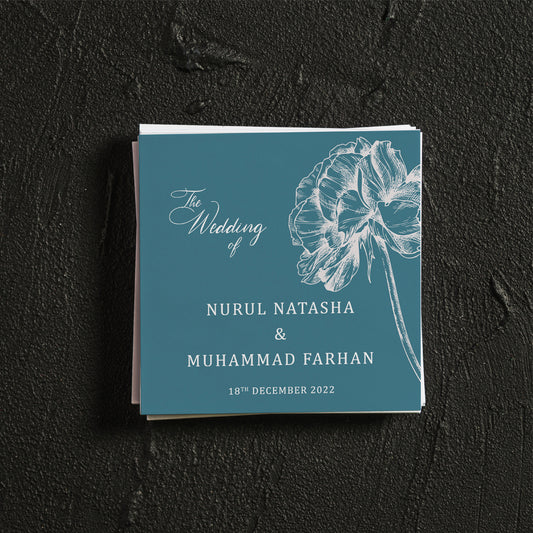 Display Tray Square Card (Trace Flower-Deep Turquoise)