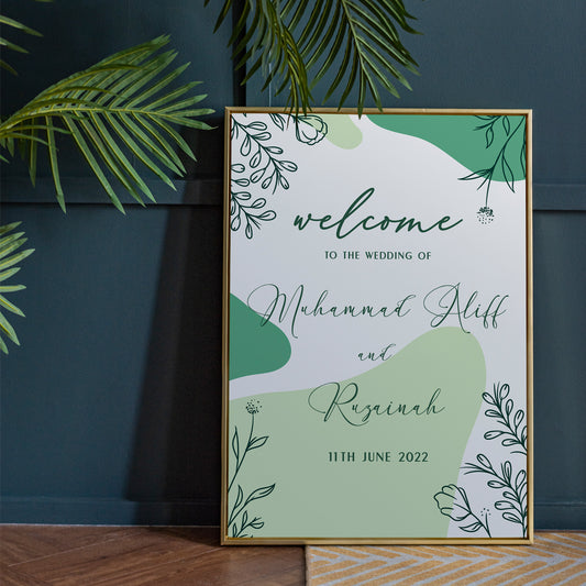 Welcome Board (Trace Floral Green)