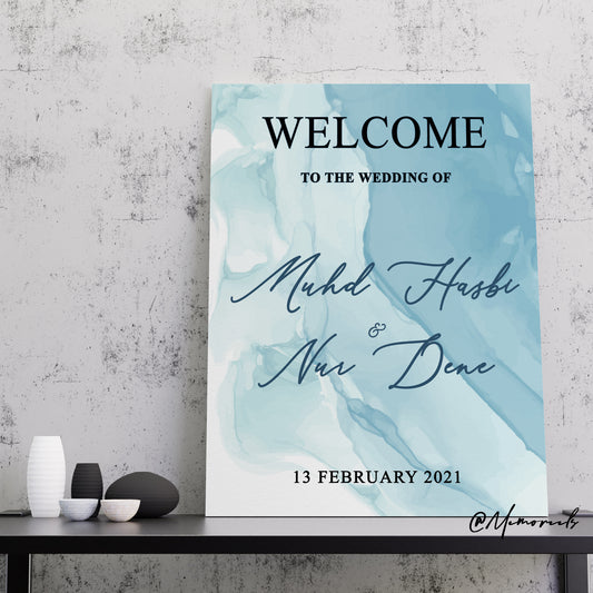 Welcome Board (Pastel Blue Flow)